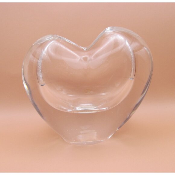 Handcrafted Crystal Heart Art Glass Bud Vase Paperweight Made in Brazil - Picture 3 of 14